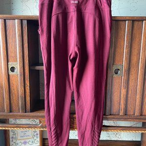 Jaanuu Scrubs Women's 4-Pocket Rib Panel Pant Medium Heather Wine